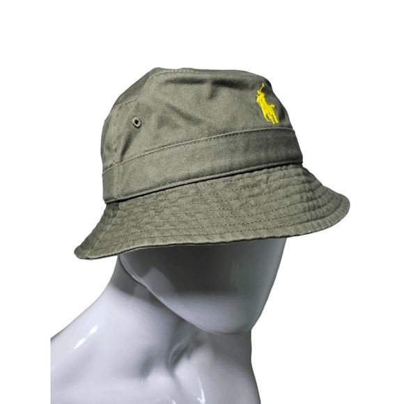 NWT POLO Ralph Lauren Bucket Hat Yellow Embroidered Pony Size S/M, L/XL - Picture 4 of 12